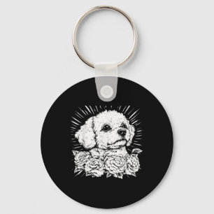 Tattoo Style Lover Bichon Frise Retro Dog Key Ring