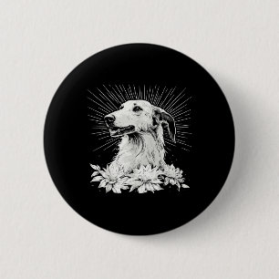 Tattoo Style Lover Borzoi Retro Dog  6 Cm Round Badge