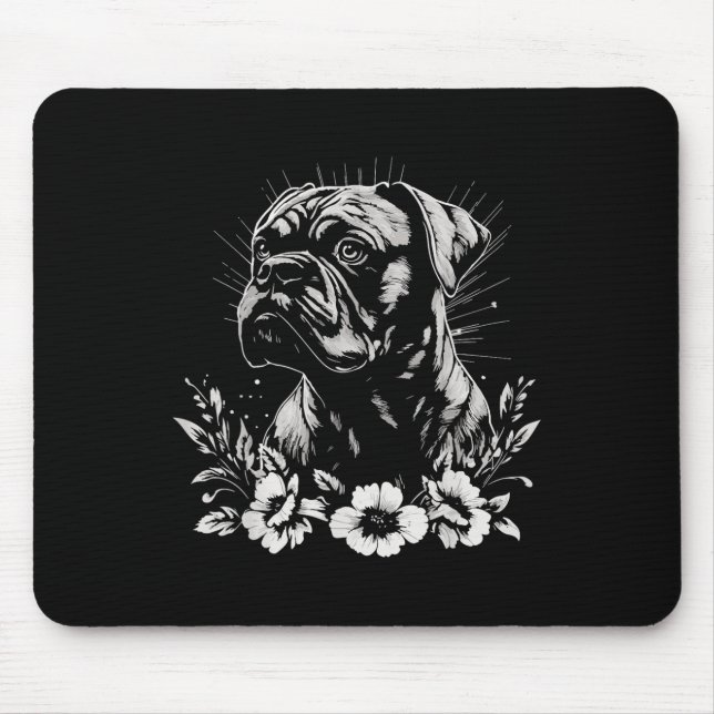Tattoo Style Lover Boxer Retro Dog _1  Mouse Mat (Front)