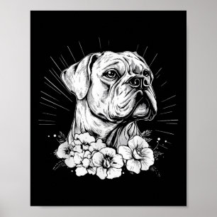 Tattoo Style Lover Boxer Retro Dog Poster