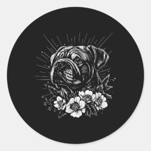Tattoo Style Lover Bulldog Retro Dog _1 Classic Round Sticker