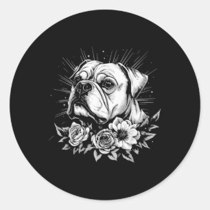 Tattoo Style Lover Bulldog Retro Dog Classic Round Sticker