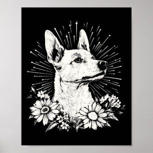 Tattoo Style Lover Canaan Retro Dog  Poster