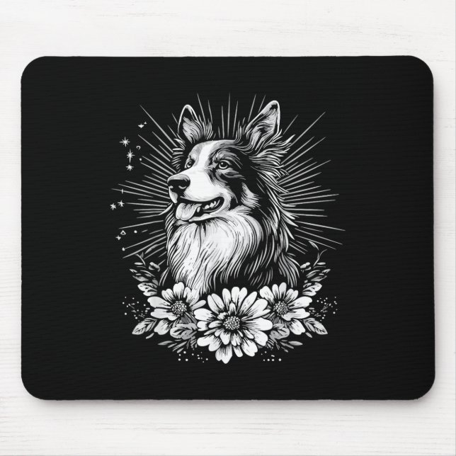 Tattoo Style Lover Collie Retro Dog  Mouse Mat (Front)
