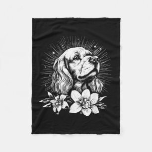 Tattoo Style Lover Er Spaniel Retro Dog _1 Fleece Blanket