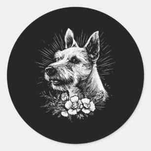 Tattoo Style Lover Fox Terrier Retro Dog _1 Classic Round Sticker