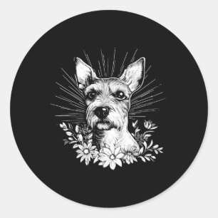 Tattoo Style Lover Fox Terrier Retro Dog  Classic Round Sticker