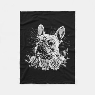 Tattoo Style Lover French Bulldog Retro Dog _1 Fleece Blanket