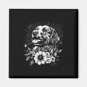 Tattoo Style Lover Golden Retriever Retro Dog  Magnet