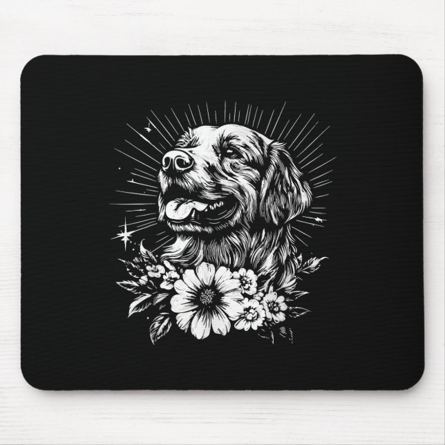 Tattoo Style Lover Golden Retriever Retro Dog  Mouse Mat (Front)