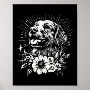Tattoo Style Lover Golden Retriever Retro Dog Poster