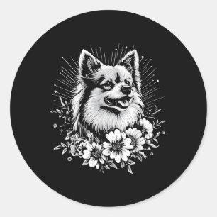 Tattoo Style Lover Keeshond Retro Dog _1 Classic Round Sticker