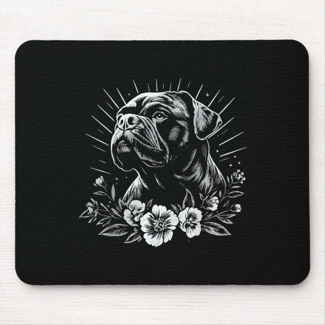 Tattoo Style Lover Mastiff Retro Dog  Mouse Mat (Front)