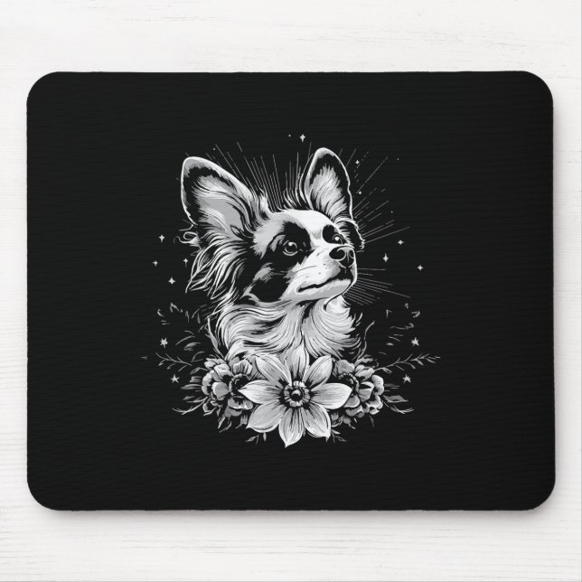 Tattoo Style Lover Papillon Retro Dog  Mouse Mat (Front)