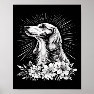 Tattoo Style Lover Saluki Retro Dog _1  Poster