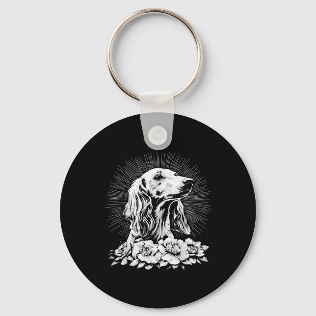 Tattoo Style Lover Saluki Retro Dog  Key Ring (Front)
