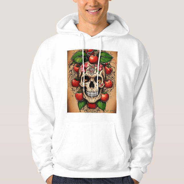Tattoo Style Red Apple Squeezed by Hand – Love  Hoodie (Front)