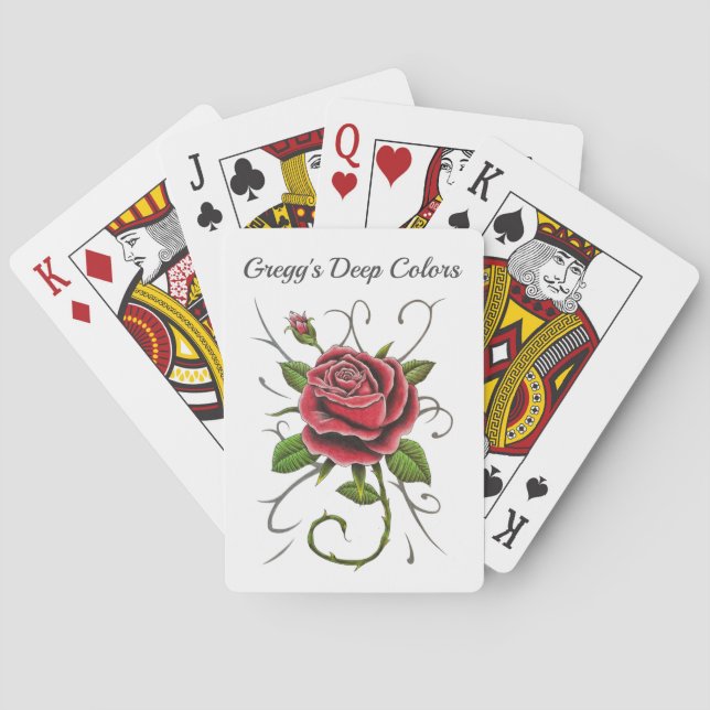 “Tattoo Style Red Rose” Playing Cards (Back)