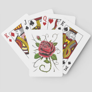 “Tattoo Style Red Rose” Playing Cards
