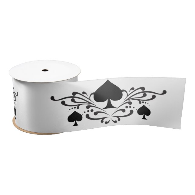 Tattoo-style Scroll Black Spades Thunder_Cove Satin Ribbon (Spool)