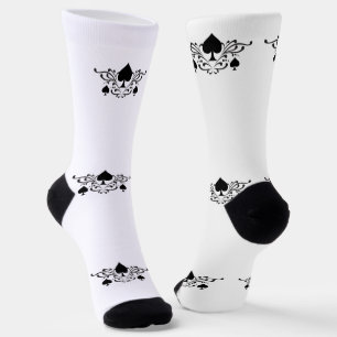 Tattoo-style Scroll Black Spades Thunder_Cove Socks