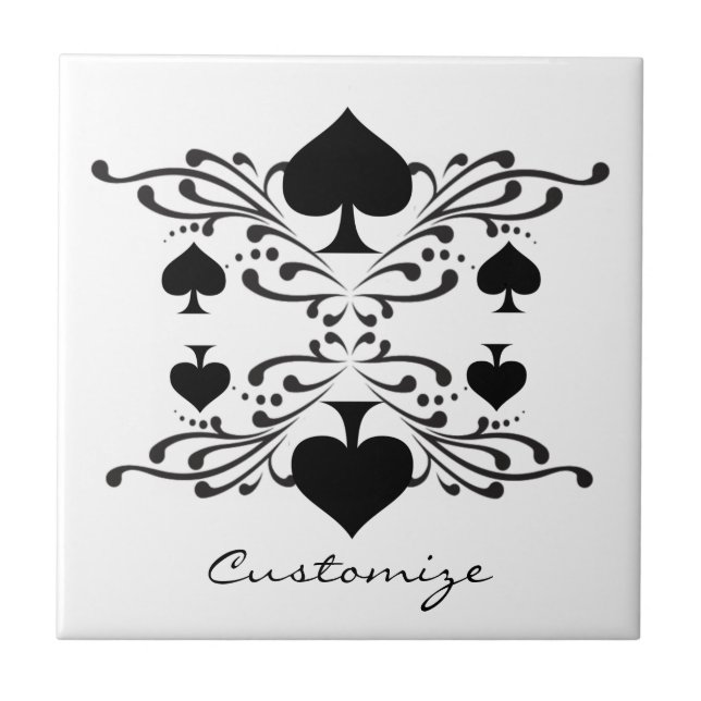 Tattoo-style Scroll Black Spades Thunder_Cove Tile (Front)