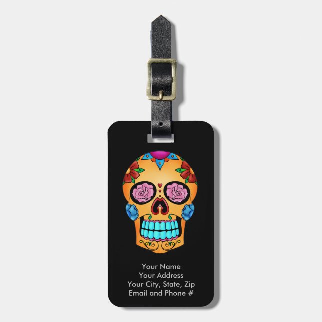 Tattoo Sugar Skull Luggage Tag (Front Vertical)