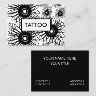 Tattoo Sunflower Floral Black White Tattoo  Business Card