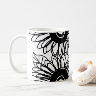 Tattoo Sunflower Floral Black White Tattoo Flower Coffee Mug