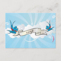 Tattoo Swallows and Scroll Reception card