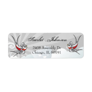 Tattoo Swallows and Scroll Urban Address Labels