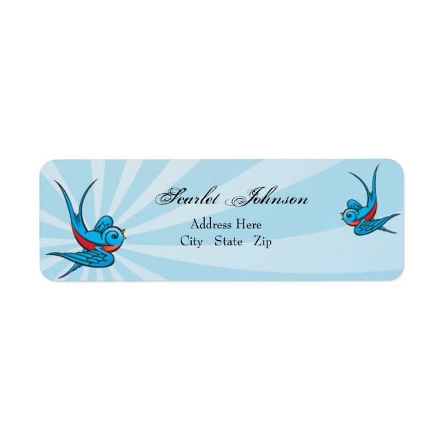 Tattoo Swallows and Scroll Urban Address Labels (Front)