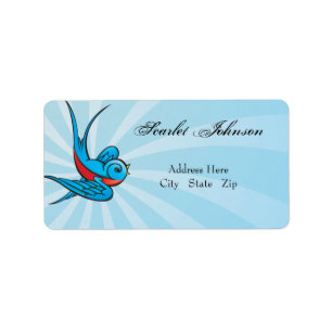 Tattoo Swallows and Scroll Urban Address Labels