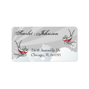 Tattoo Swallows and Scroll Urban Address Labels