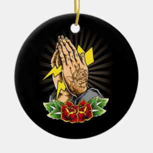 Tattoo Tattooing Tribal Symbol Artist Praying Ligh Ceramic Tree Decoration