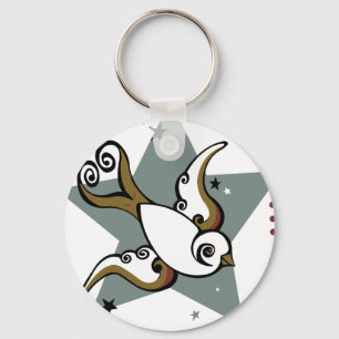 Tattoo Urban Swallow Bird Design Key Ring