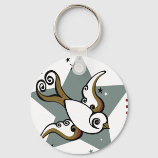 Tattoo Urban Swallow Bird Design Key Ring