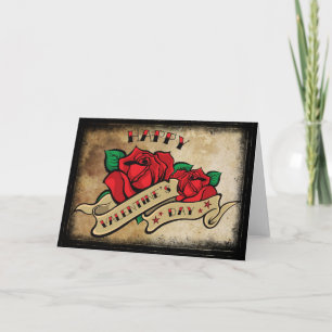 Tattoo Valentine's Day Love Rose Holiday Card