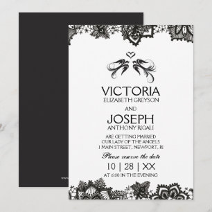 Tattoo Wedding Invite ~ Black Birds & Lace