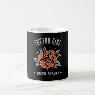 Tattoo Women Beauty Rose Girl Tattoo Art Style Coffee Mug