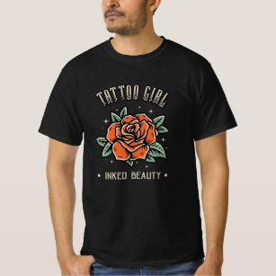 Tattoo Women Beauty Rose Girl Tattoo Art Style T-Shirt