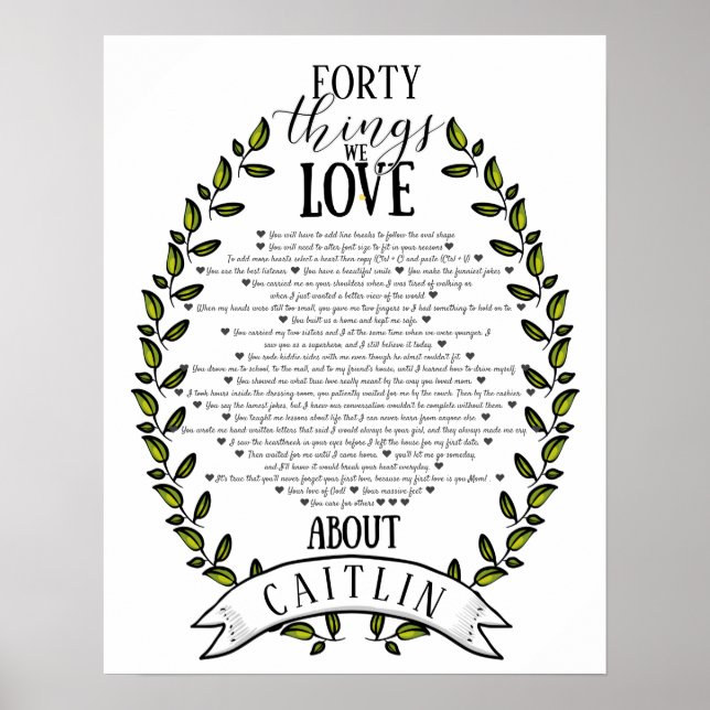 tattoo wreath things we love you 40 birthday poster (Front)