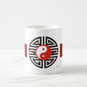 Tattoo Yin & Yang dark red stripe Coffee Mug