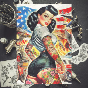 Tattooed American Pin-up Tissue Paper