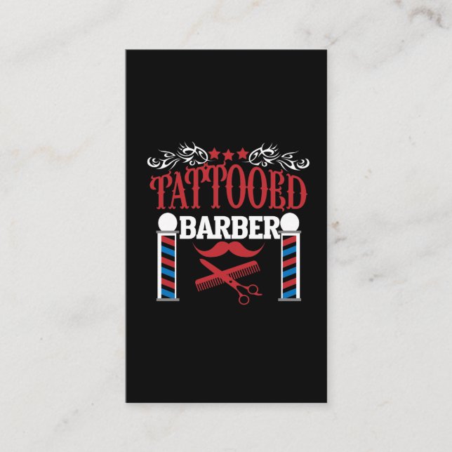 Tattooed Barber Scissor Inked Haircutter Tattoo Business Card (Front)