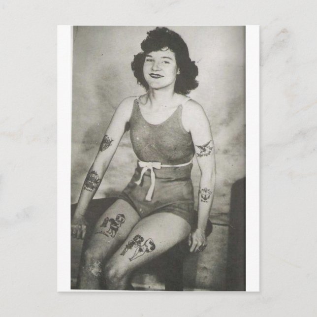 Tattooed Bathing Beauty Postcard (Front)