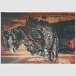 Tattooed Boss Alligator Gator Decoupage   Tissue Paper