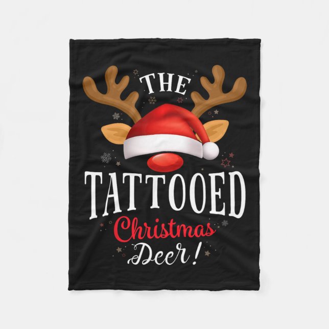 Tattooed Christmas Deer Pjs Xmas Family Matching  Fleece Blanket (Front)