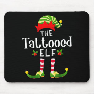 Tattooed Christmas Elf Matching Pajama X-mas Party Mouse Mat
