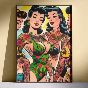 Tattooed Comic Girls Poster